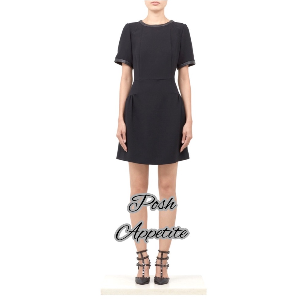 Sandro Leather-trimmed mini dress